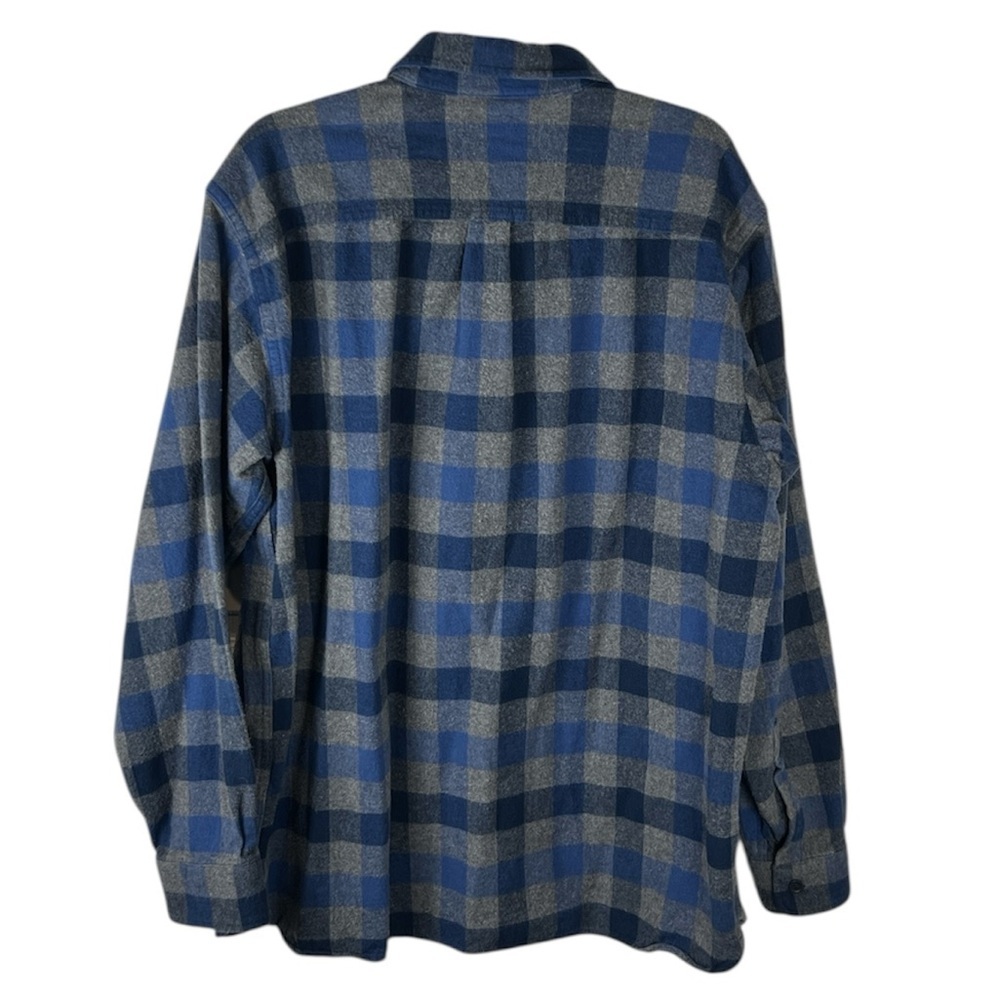 L.L. Bean men’s gray blue plaid cotton thick traditional fit flannel shirt XL - Picture 2 of 6